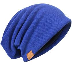 Übergroße Herren Strickmütze Baggy Slouchy Schädel-Kappe Mütze B011s (010b-Blau) von HISSHE