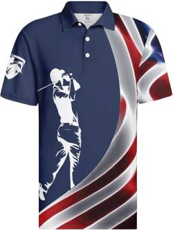 HIVICHI Golfshirts für Herren Poloshirts für Herren Amerikanische Flagge Shirt Patriotisch Lustig Golf Shirt Polos Crazy Dry Fit Golf Geschenke, Aop-polo-09253, XX-Large von HIVICHI