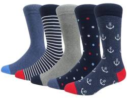 HIWEAR Mens Bunte Funky Neuheit Design Lustige Reiche Baumwolle Komfort Kleid Crew Socken Pack (Standard, NEW-Funky3) von HIWEAR