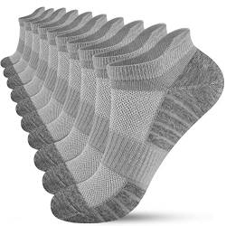 HIYATO 10 Paar Laufsocken Herren Damen Kurz, Atmungsaktive Sportsocken, Baumwolle Sneaker Socken (35-38, 10x Grau) von HIYATO
