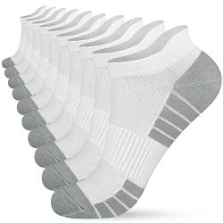 HIYATO 10 Paar Laufsocken Herren Damen Kurz, Atmungsaktive Sportsocken, Baumwolle Sneaker Socken (35-38, 10x Weiß) von HIYATO