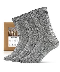 HIYATO 3 Paar Alpaka Socken aus 60% Alpakawolle, Wintersocken für Wandern und Trekking, Thermo Stricksocken für Herren und Damen (39-42, 3 Paar | Grau) von HIYATO