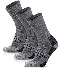 HIYATO 3 Paar Merino Socken Herren & Damen Wollsocken - 80% Merinowolle Thermosocken, Wandersocken für Outdoor, Sport und Ski (39-42, 3 Paar | Hellgrau) von HIYATO
