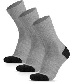 HIYATO 3 Paar Merino Wandersocken, 60% Merinowolle Thermosocken, Atmungsaktiv Wintersocken für Trekking, Outdoor und Sport（39-42,Hellgrau） von HIYATO