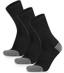 HIYATO 3 Paar Merino Wandersocken, 60% Merinowolle Thermosocken, Atmungsaktiv Wintersocken für Trekking, Outdoor und Sport（43-46,Schwarz） von HIYATO