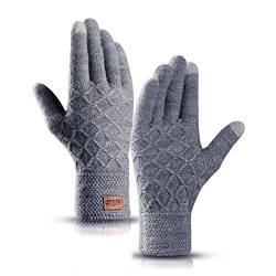HIYATO Handschuhe Herren Touchscreen,Winterwarme Strickhandschuhe mit Weichem Wollfutter in der Farbe (Grau) von HIYATO
