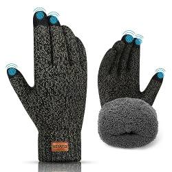HIYATO Handschuhe herren, Verdickte Touchscreen Winterhandschuhe, Warme Strickhandschuhe mit Fleece Innenfutter für Damen und Herren (Drungrau) von HIYATO