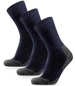 HIYATO Merino Wandersocken Herren & Damen 3 Paar - Gepolstert, 60% Merinowolle Thermosocken, Wintersocken - für Trekking, Outdoor und Sport (43-46, 3 Paar | Blau) von HIYATO