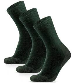 HIYATO Merino Wandersocken Herren & Damen 3 Paar - Gepolstert, 60% Merinowolle Thermosocken, Wintersocken - für Trekking, Outdoor und Sport (43-46, 3 Paar | Grün) von HIYATO