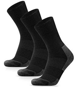 HIYATO Merino Wandersocken Herren & Damen 3 Paar - Gepolstert, 60% Merinowolle Thermosocken, Wintersocken - für Trekking, Outdoor und Sport (47-50, 3 Paar | Schwarz) von HIYATO