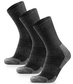 HIYATO Thermosocken Herren & Damen - Gepolstert, 60% Merinowolle Wandersocken, Wintersocken - 3 Paar für Trekking, Outdoor und Sport (39-42, 3 Paar | Grau) von HIYATO