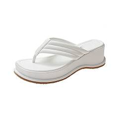 HJBFVXV Damen-Hausschuhe Damen Sommer Flip-Flops Schwarze Frauen Schuhe Wedges Plattform Casual Damen Gleitet Weibliche Hausschuhe Im Freien (Color : White, Size : 36 EU) von HJBFVXV