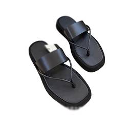 HJBFVXV Damen-Hausschuhe Genuine Leather Strap Luxury Slippers Sandals Women Summer Platform Flat Shoes Designer Fashion Beach Flip Flop Female (Size : 36 EU) von HJBFVXV