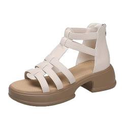 HJBFVXV Damen-Hausschuhe Women Sandals Summer Sandals Soft Non-slip Female Shoes (Color : Beige, Size : 37) von HJBFVXV