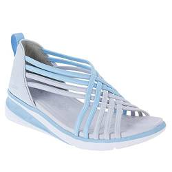 HJBFVXV Damensandalen Damen Sandalen Sommer Casual Platform Schuhe Überwäsche Hohl Mischfarbe Keile Frauen Open-Toe Damenschuhe (Color : Blue, Size : 36) von HJBFVXV