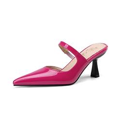 HJBFVXV Damensandalen Summer Women Sandals Plus Size Leather High Heel Sandals Shoes For Women (Color : Rose Red, Size : 39) von HJBFVXV