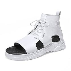 HJBFVXV Herrensandalen Sandalen Herrenmode Sommer Atmungsaktive Trend Dick-Sohlen High-Top-Schuhe Herrensandalen (Color : White, Size : 10) von HJBFVXV