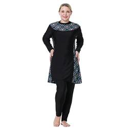 HJFYIZYNN Muslimische Damen-Bademode mit langen Ärmeln, bescheidener Burkinis, Übergröße, schwarz, 8X-Large von HJFYIZYNN