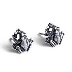 Sterling Silber Frosch Ohrstecker, Kreative Frosch Ohrstecker Für Frauen, Geschnitzte Tier Ohrringe Mit Schraubverschluss Punk Gothic Silberschmuck Für Männer Mädchen Jungen von HJMKL