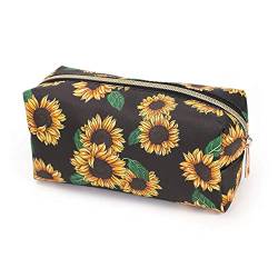 HJT®Schminktasche tragbare,Kosmetikbeutel leichte Kosmetiktaschen Tasche für Frauen Make-up Pinsel Wasserdichte Reisespeicher für Damen Toilettenartikel Organizer Outdoor für Mädchen,Sonnenblume von HJT