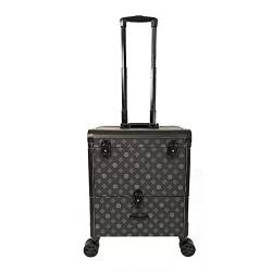 Groß Make Up Koffer Kosmetikkoffer Trolley Kosmetik Trolley Schminkkoffer Mit Rollen Nagelkoffer Friseurkoffer Beauty Case Kosmetikkoffer Aus Aluminium, Für Visagisten, Maniküre,Schwarz (Color : Grey von HJXGQJM