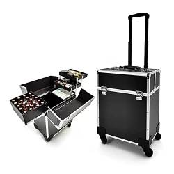 Kosmetikkoffer Alu Beauty Case, Kosmetikkoffer Pilotenkoffer Beauty Case Reisetrolley Friseurkoffer Kosmetik Trolley, Professionelle Makeup Organizer Tasche Schminktasche Train Case 1 Stück von HJXGQJM