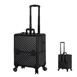 Kosmetikkoffer Alu Beauty Case Kosmetik Trolley Rollkoffer Schminkkoffer Mit 360° Drehbaren, Kosmetiktasche Professioneller Reise Make Up Tasche Artist Train Case Trolley Makeup Organizer von HJXGQJM