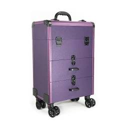 Kosmetikkoffer Alu Beauty Case Kosmetikkoffer Pilotenkoffer Beauty Case Reisetrolley Friseurkoffer Kosmetik Trolley, Mit Rädern, Tragbar Kosmetik Organizer, Kosmetikkoffer Mit Schubladen, Schwarz (Co von HJXGQJM