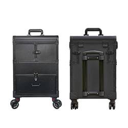 Kosmetikkoffer Pilotenkoffer Beauty Case Reisetrolley Friseurkoffer Kosmetik Trolley, Kosmetikkoffer Mit Rollen, Kosmetikkoffer Alu Beauty Case, Kosmetikkoffer Mit Schubladen,Schwarz 1 Stück von HJXGQJM