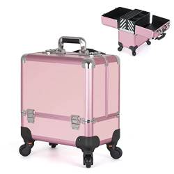 Kosmetikkoffer Pilotenkoffer Beauty Case Reisetrolley Friseurkoffer Kosmetik Trolley, Professionelle Makeup Organizer Tasche Schminktasche Train Case, Kosmetik Organizer Für Unterwegs, Schwarz (Color von HJXGQJM