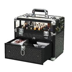 Kosmetikkoffer Schminkkoffer Leer Make Up Koffer Beauty Case Abschließbarer Nagelkoffer Friseurkoffer,Portable Make Up Koffer Schminkkoffer, Kosmetik Aufbewahrung Für Make Up,Schwarz von HJXGQJM