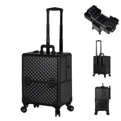 Professionelle Makeup Organizer Tasche Schminktasche Train Case, Kosmetik Trolley Rollkoffer Schminkkoffer Mit 360° Drehbaren, Professioneller Reise Make Up Tasche Artist Train Case Trolley von HJXGQJM