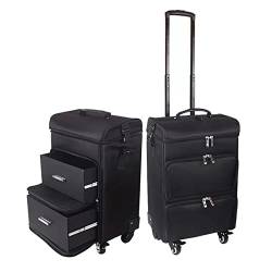 Professioneller Reise Make Up Tasche Artist Train Case Trolley Makeup Organizer, Kosmetiktasche Aus Segeltuch,Reise Kosmetiktasche Portable Make Up Koffer Schminkkoffer, Mit Rädern,schwarz 1 Stück von HJXGQJM