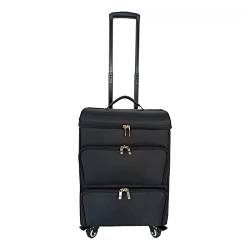 Professioneller Reise Make Up Tasche Artist Train Case Trolley Makeup Organizer, Schminkkoffer Trolley-Koffer Segeltuch,Kosmetiktasche Mit Rollen,Schwarz Portable Make Up Koffer Schminkkoffer von HJXGQJM