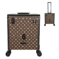 Professioneller Reise Make Up Tasche Artist Train Case Trolley Makeup Organizer, Trolley-Kosmetikkoffer Mit Schubladen, Kosmetikkoffer Aus Aluminium, Für Visagisten, Maniküre, Schwarz (Color : Yellow von HJXGQJM