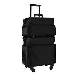 Professioneller Reise Make Up Tasche Artist Train Case Trolley Makeup Organizer,Schminkkoffer Aus Oxford-Stoff,Reise Kosmetiktasche Portable Make Up Koffer Schminkkoffer, Mit Rädern,schwarz von HJXGQJM