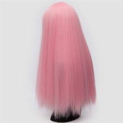 Perücke Cosplay Perücken for Frauen 26 Zoll langes gerades Haar schwarz weiß grün rot lila gold braun rosa synthetische Perücke mit Pony Wig (Color : 4, Stretched Length : 26inches) von HJXX