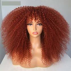 Perücke Kurzes Haar Afro kinky lockige Perücke mit Pony Lose Synthetische Cosplay Flauschige natürliche Perücken for Frauen Wig (Color : 02, Stretched Length : 18inches) von HJXX