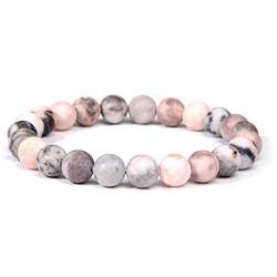 Armband Damen, Steinarmbänder Rosa Zebra Naturstein Armbänder Chakra Armband Yoga Balance Freundschaftsarmband Meditation Strang Geschenkschmuck Für Frauen Mädchen Jungen 19Cm von HJYUK