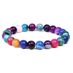 Chakra Armband, Stein Armbänder Bunte Achat Naturstein Perlen Armbänder Chakra Armband Yoga Balance Freundschaftsarmband Schmuck Für Frauen Mädchen Jungen 23Cm von HJYUK