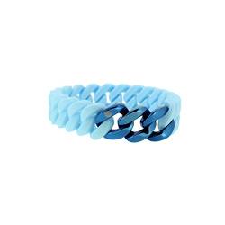 Hanse-Klunker Armband Damen MINI Silikon Hellblau, Edelstahl Blau Armreif Armkette Frauen Mädchen Größe 19-20 cm inkl. Schmuck-Geschenk-Box von HK Hanse-Klunker