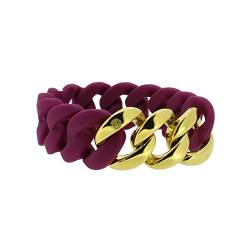 Hanse-Klunker Armband Damen ORIGINAL Silikon Aubergine, Edelstahl Gold Frauen Mädchen Größe 19-20 cm inkl. Schmuck-Geschenk-Box von HK Hanse-Klunker