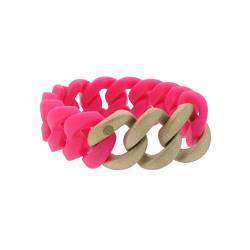 Hanse-Klunker Armband Damen ORIGINAL Silikon Pink, Edelstahl Rosegold Sandgestrahlt Frauen Mädchen Größe 18-19 cm inkl. Schmuck-Geschenk-Box von HK Hanse-Klunker