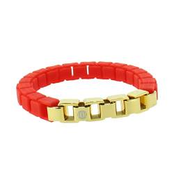 Hanse-Klunker Damen-Armband Fashion - Venezianerkette In Edelstahl Gold Armkette 8mm Silikon Rot (Länge 18-20 cm) - inkl. Schmuck-Geschenk-Box von HK Hanse-Klunker