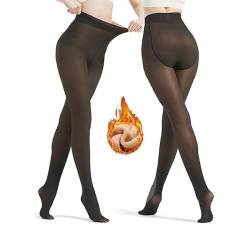 HKBTCH Thermo Strumpfhose Damen, Winter Bauchweg Warme Leggings mit Fleece Gefütterte, Gefälschte Durchscheinend Plüschstrümpfe, Dicke Plüsch Strumpfhosen, Wärmende Fleece High Waist Pantyhose von HKBTCH