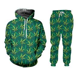 HKGHVJK Herren Trainingsanzug 3D Weeds Printed Man Zipper Jacken + Sweatpants Herren Sets Casual Oversize Kleidung, Hspa60180, M von HKGHVJK