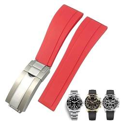 HKIDKK 20 mm Gummi-Uhrenarmband für Rolex Daytona Submariner GMT Yacht-Master Oysterflex Silikonband Faltschließe, 20mm Rose buckle, Achat von HKIDKK