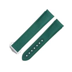 HKIDKK Uhrenarmband aus hochdichtem Nylon-Rindsleder, 20 mm, passend für Omega-Armband für AT150 Seamaster 300 Planet Ocean De Ville Speedmaster Uhrenarmband mit gebogenem Ende, Grün, 20 mm, Achat von HKIDKK