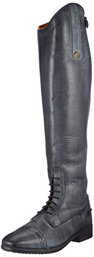 HKM Herren Valencia Lederreitstiefel Unisex Standardlänge/-Weite 36–46 Reitstiefel, Schwarz/Grau, 41 EU von HKM