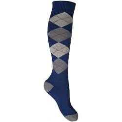 HKM Reitsocken Warming UP blau/grau karo 43-46 von HKM